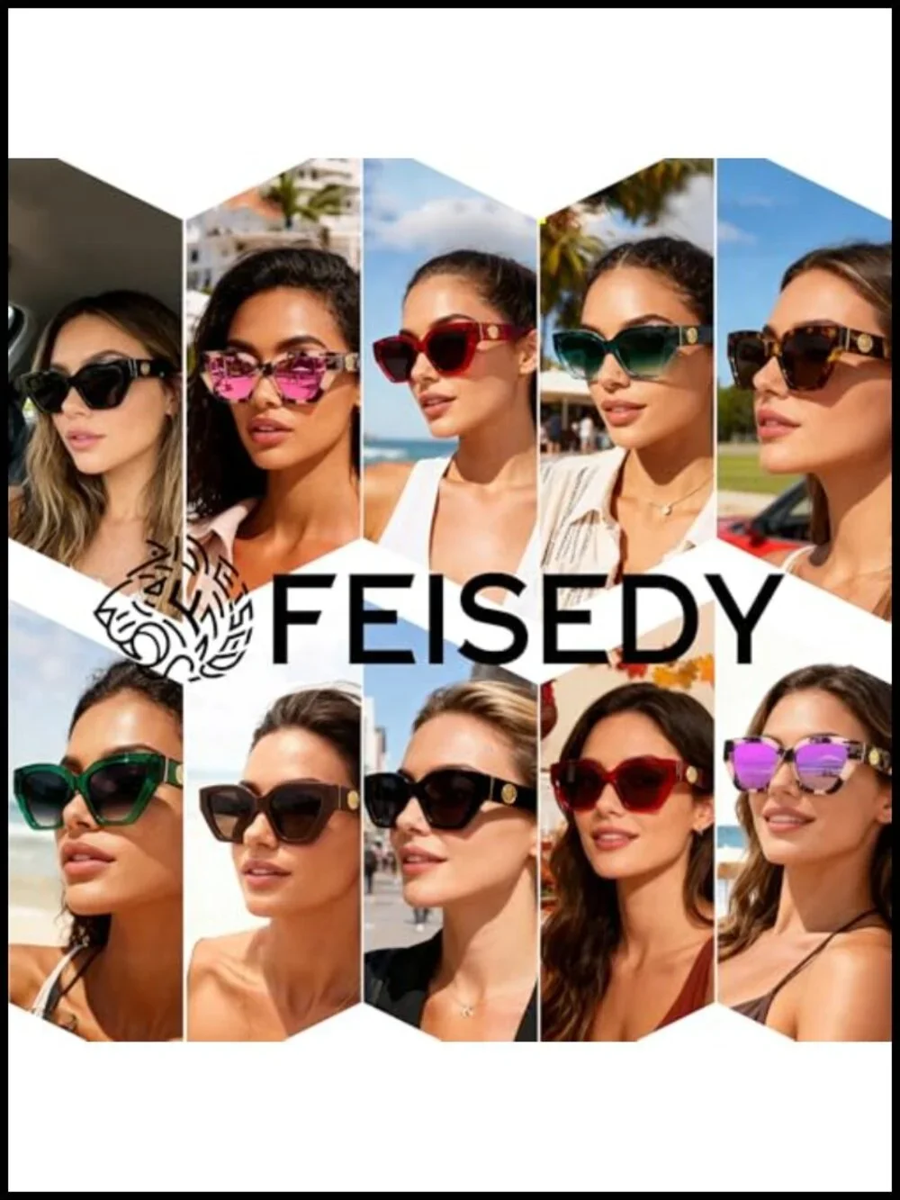 UV400 Polarized Cat Eye Sunglasses for Women Driving